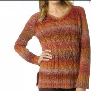 Prana Leisel V Neck CableKnit Sweater Size XS